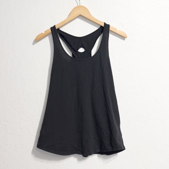 Lululemon Tank Top Sz 6 Small Black Pima Cotton Black Criss Cross Relaxed - Picture 3 of 7